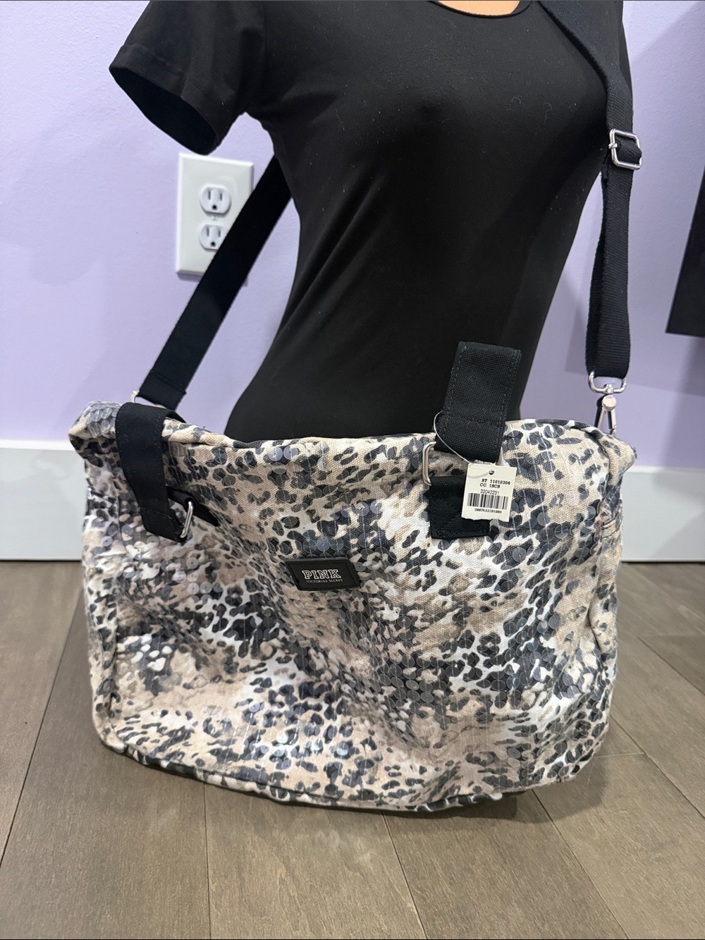 PINK Victoria's Secret Beige and Black Leopard Print Tote